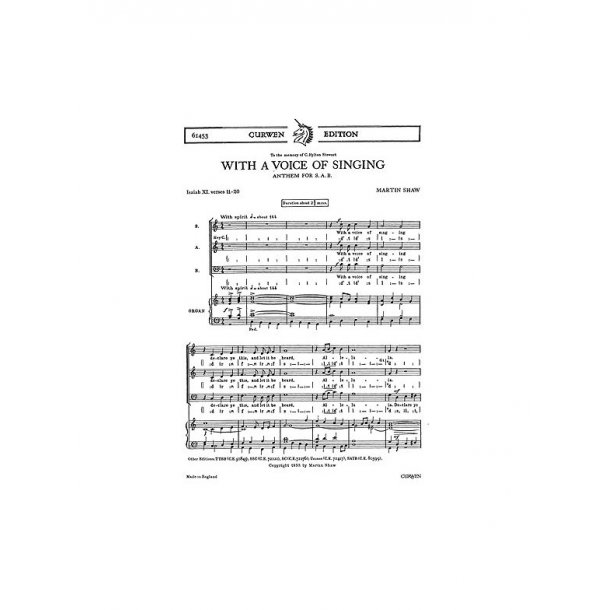 Shaw, M With A Voice Of Singing Sab/Organ