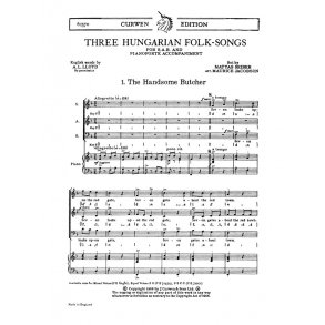 Seiber, M Three Hungarian Folk-songs Sab Piano