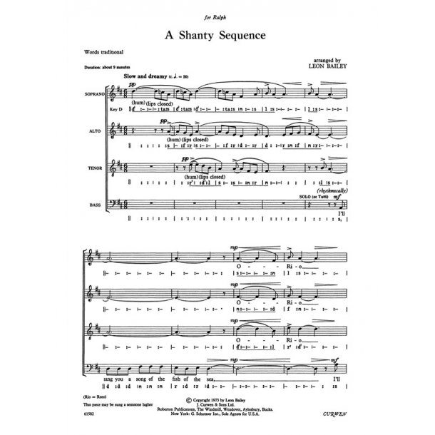 Bailey, L A Shanty Sequence Satb