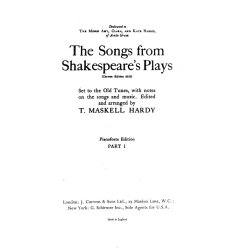 Hardy, T The Songs From Shakespeare's Plays Satb