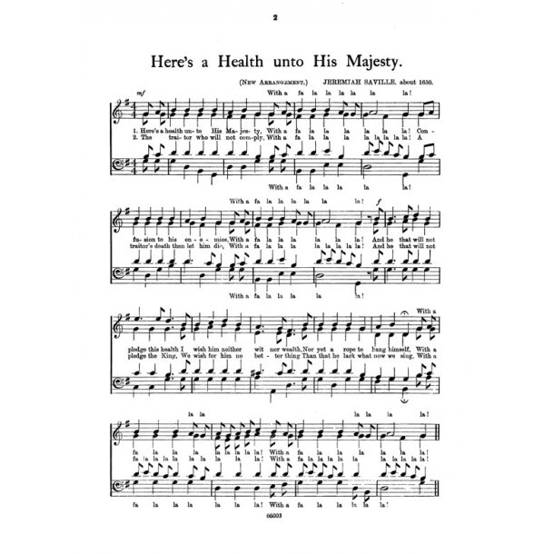 Saville Here's A Health Unto His Majesty Satb