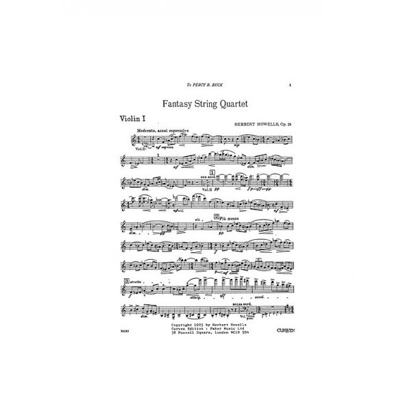 Herbert Howells: Fantasy String Quartet (Parts)