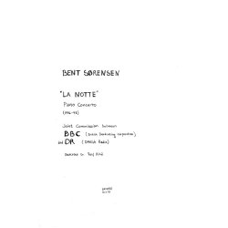 Bent Srensen: 'La Notte' Piano Concerto (Score)