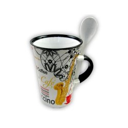 Little Snoring Gifts: Cappuccino Mug With Spoon ? Saxophone (White)
