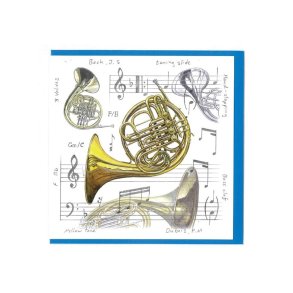 Little Snoring Gifts: Notelets Pack Of Five – French Horn Design