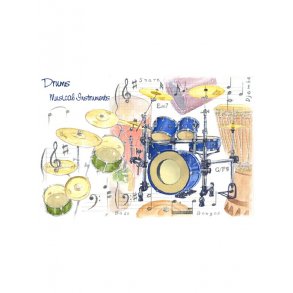 Little Snoring Gifts: 7x5 Greetings Card - Drums Design