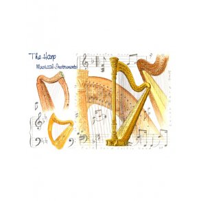 Little Snoring Gifts: 7x5 Greetings Card - Harp Design