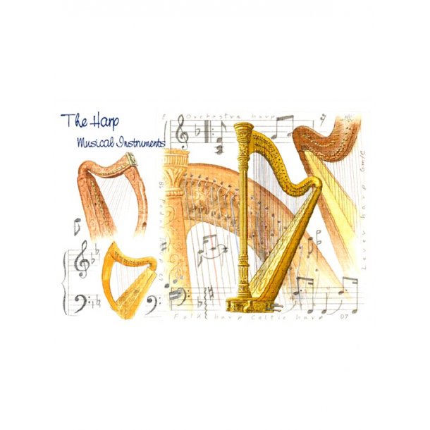 Little Snoring Gifts: 7x5 Greetings Card - Harp Design