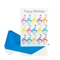 Little Snoring: 7&rdquo; x 5" Congratulations Card - Jazzy Treble Clef Design