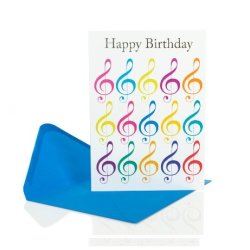 Little Snoring: 7&rdquo; x 5" Happy Birthday Card - Jazzy Treble Clef Design