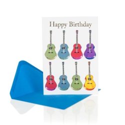 Little Snoring: 7&rdquo; x 5" Happy Birthday Card - Jazzy Acoustic Guitar Design