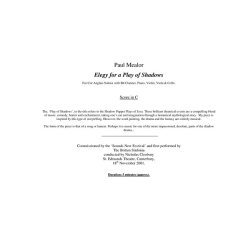 Paul Mealor: Elegy For A Play Of Shadows (Score/Parts)