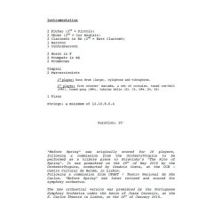 Lus Tinoco: Before Spring (Study Score)