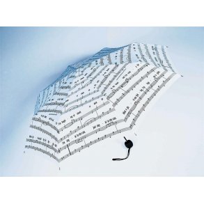 Teleskop paraply med noter till Singin' In The Rain (vit)