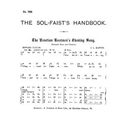 Hatton, J The Venetian Boatmen's Evening Song Satb Tonic Solfa