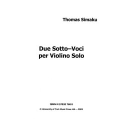 Thomas Simaku: Due Sotto Voci per Violino Solo