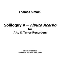 Thomas Simaku: Soliloquy V (Flauto Acerbo)