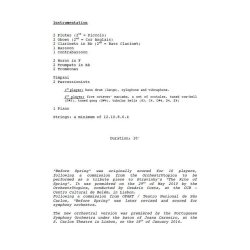 Lus Tinoco: Before Spring (Study Score)