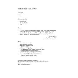 Tarik O'Regan: The Great Silence (Score)