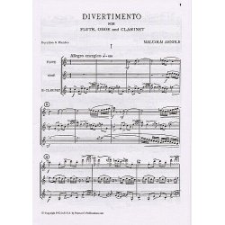 Malcolm Arnold: Divertimento For Wind Trio Op.37 (Score)