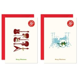 My World Xmas Card - Pack Of 6 - Guitar/Drum