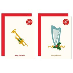 My World Xmas Card - Pack Of 6 - Harp/Trumpet