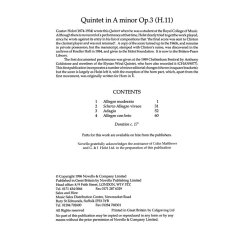 Gustav Holst: Quintet In A Minor For Piano And Wind (Study Score)