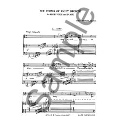Joubert: Six Poems Of Emily Bronte for Soprano and Piano