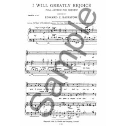 Bairstow: I Will Greatly Rejoice for SATB Chorus