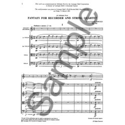 Malcolm Arnold: Fantasy For Recorder And String Quartet Op.140 (Study Score)
