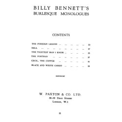 Billy Bennett: First Budget Of Burlesque Monologues