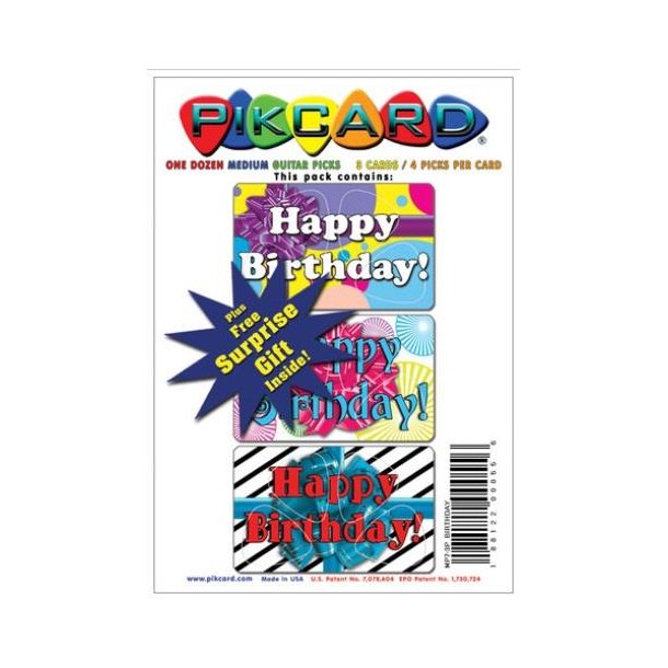 PikCard 3-Pack: Birthday (12 Guitar Picks)
