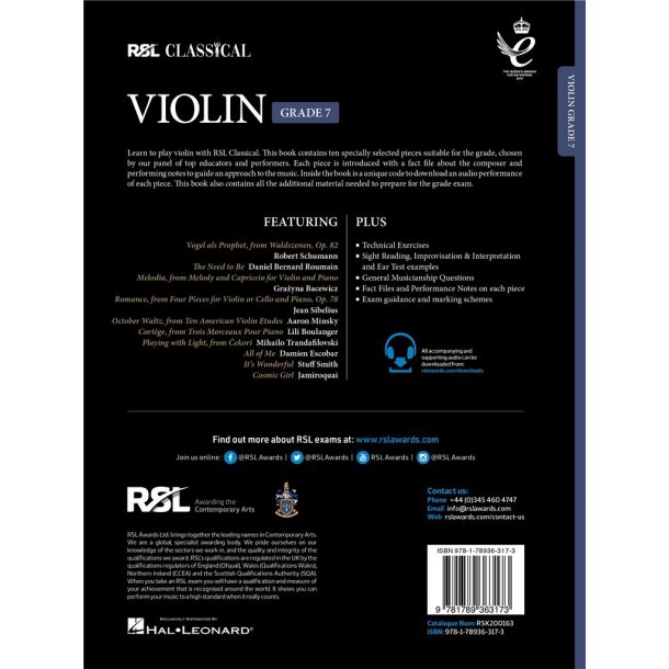 RSL Classical Violin Grade 7 (2021)