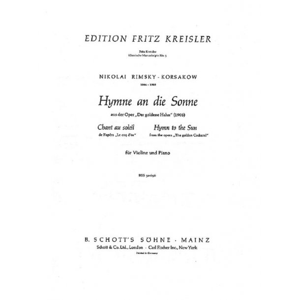 Inno Al Sole (Da Il Gallo D'Oro) (Kreisler)