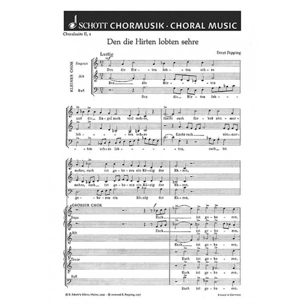 Choralsuite Teil II : 1. Den die Hirten lobeten sehre