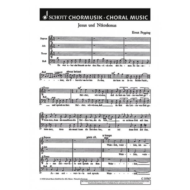 Drei Evangelien-Motetten : 1. Jesus und Nikodemus Es war aber ein Mensch