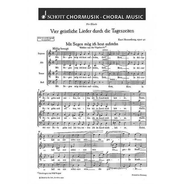 4 geistliche Lieder durch die Tageszeiten op. 41
