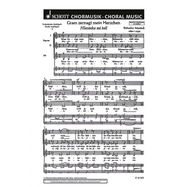 Tschechische Madrigale &middot; Ceske madrigaly H 278 : 5. Gram zernagt mein Herzchen &middot; Hlavenka me bol&iacute;
