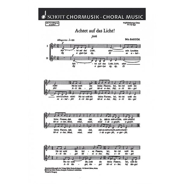 18 Chorlieder : 1. Achtet auf das Licht! - Jatek