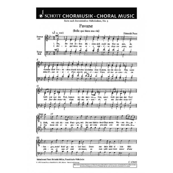 Suite nach franzosischen Volksliedern : 3. Pavane Belle qui tiens ma vie