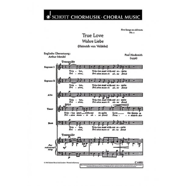 Five Songs on old texts : 1. True Love - Wahre Liebe