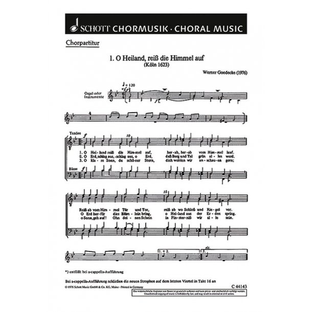 O Heiland, reis die Himmel auf : Ein Zyklus alter Advents- und Weihnachtslieder