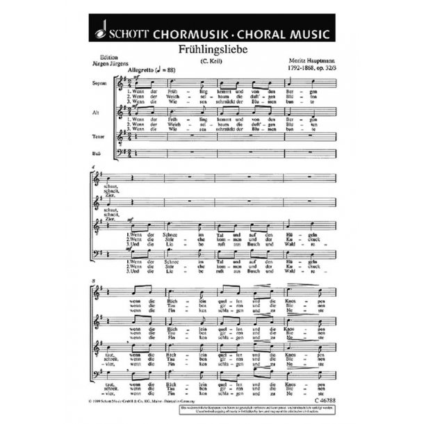 Sechs Chorlieder op. 32 : 3. Fruhlingsliebe Wenn der Fruhling kommt
