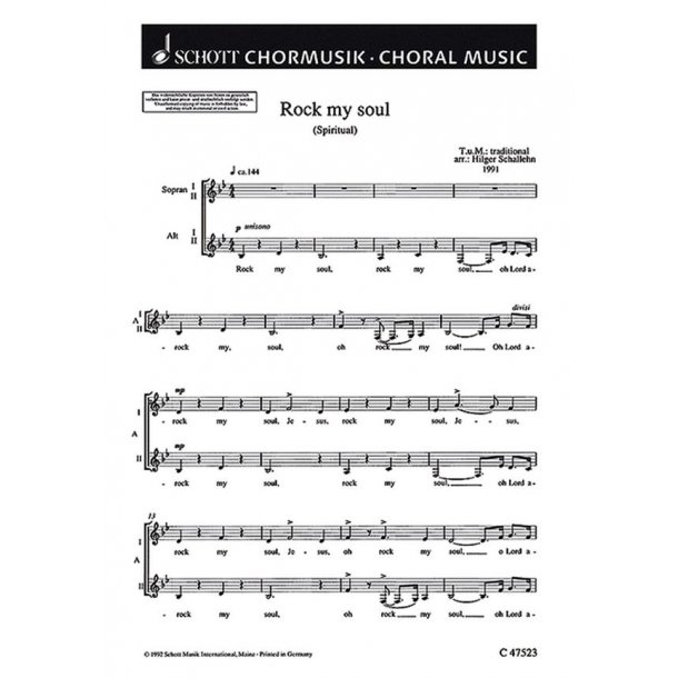 Drei Negro-Spirituals : 3. Rock my Soul