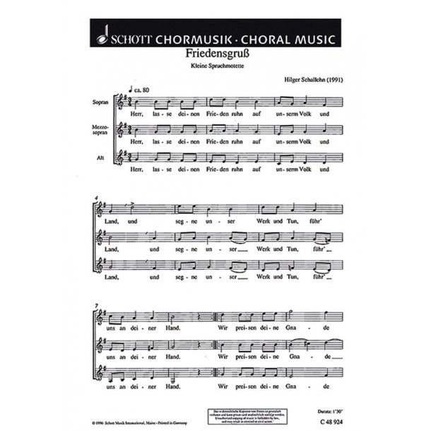Friedensgrus : Herr, lasse deinen Frieden ruhn. Kleine Spruchmotette