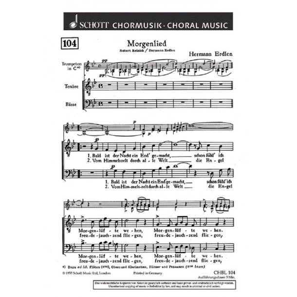 Morgenlied : Bald ist der Nacht ein End