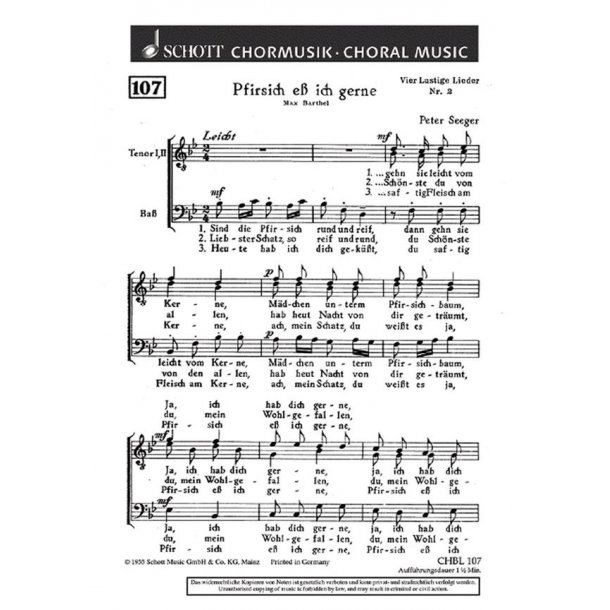 Vier lustige Lieder : 2. Pfirsich ess ich gern Sind die Pfirsich rund und reif