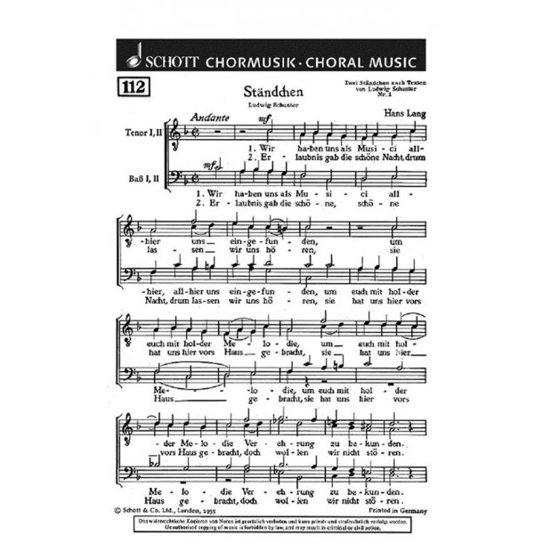 Zwei Standchen : 1. Standchen Wir haben uns als Musici