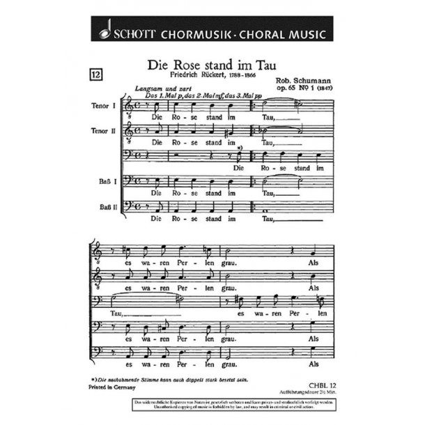 Die Rose stand im Tau op. 65/1 : Ritornell