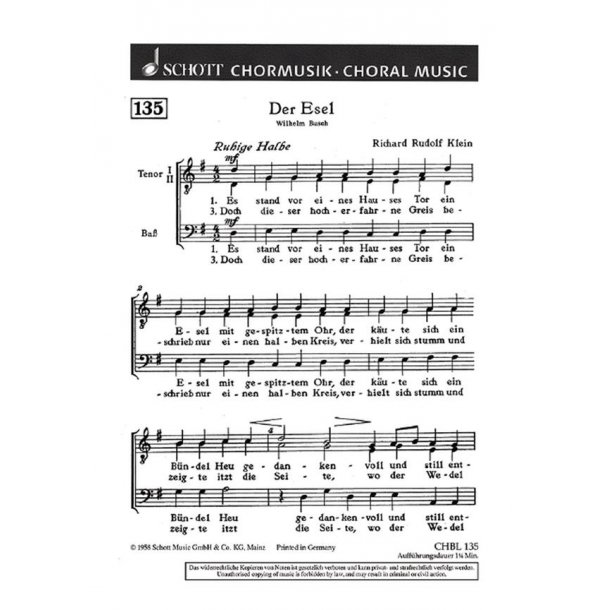 Der Esel : Es stand vor eines Hauses Tor